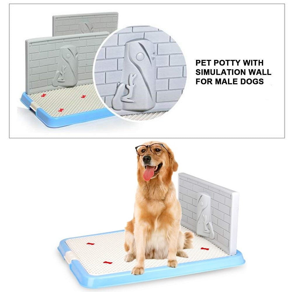 Fenced Dog Toilet,DOD Litter Box,Indoor Semi-Closed Bedpan Pee Splash Prevention Male and Female Universal Small and Medium Dogs Color : Blue and White, Size : 44 * 38.6 * 17cm 