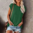 thumbnail image 3 of Women's summer solid color pocket off-shoulder round neck short-sleeved tops for women, 3 of 5