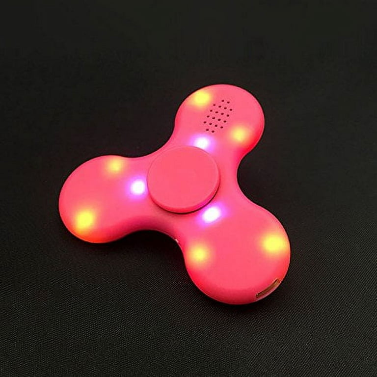 LED Light Switch MINI Bluetooth Speaker Music light up Fidget Spinner EDC  Hand Spinner For Autism And Kids Fidget Toy(Pink) 