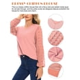 thumbnail image 3 of PULLIMORE Womens V Neck Swiss Dot Tops Long Lantern Sleeve Casual Loose Blouse (S, Pink), 3 of 10
