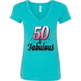 thumbnail image 3 of Inktastic 50 and Fabulous with Sparkles Women's V-Neck T-Shirt, 3 of 5