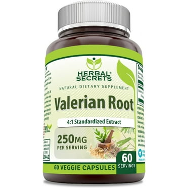 Herbal Secrets Valerian Root Extract 4:1 250 Mg 60 Veggie Capsules Supplement | Non-GMO | Gluten Free | Made in USA