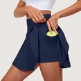 thumbnail image 2 of Huresd Tennis Skirts for Women with Shorts High Waisted Athletic Shorts Tummy Control Golf Skorts for Women with Pockets Dark Blue M, 2 of 6