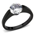 thumbnail image 1 of IP Black Stainless Steel Ring with AAA Grade CZ, Clear - Size 6, 1 of 1