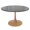 Black, variant on LeisureMod Bristol 35" Round Dining Table with Sintered Stone Top and Natural Wood Steel Pedestal Base for Modern Kitchen and Dining Room
