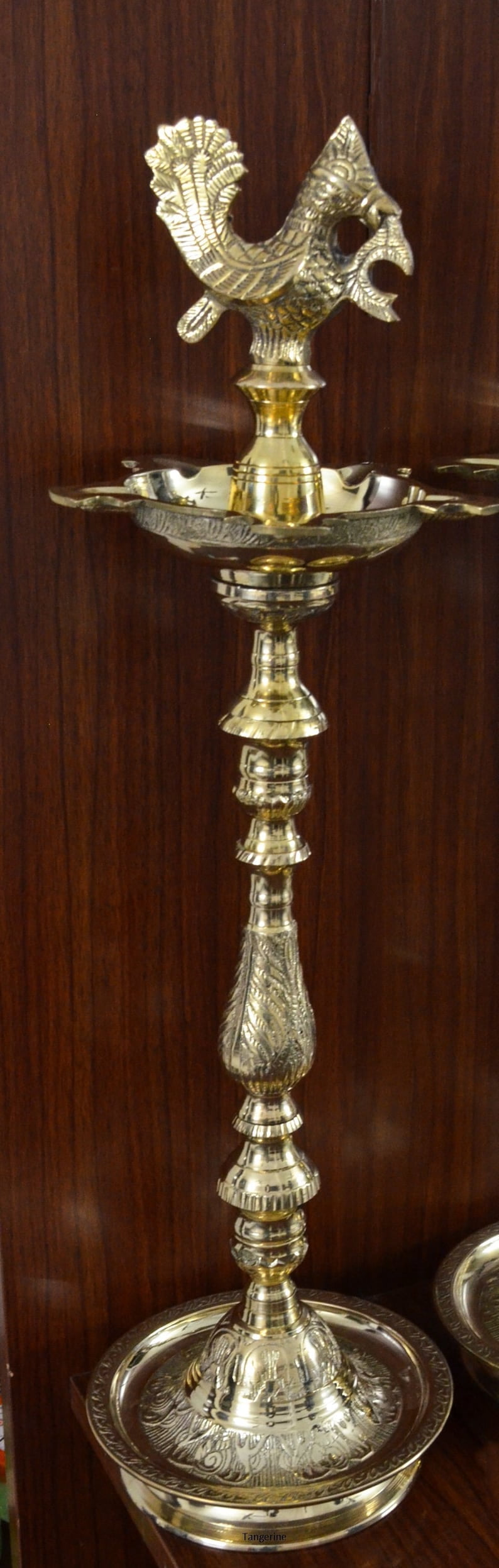 Mahabharat Diya || Kuthu Vilakku || Brass Oil Lamp Traditionally Designed Nakasi with Annapakshi/Peacock- Size: Height- 24 inches