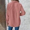 thumbnail image 5 of Godom Womens Cotton Linen Button Down Shirt 2025 Fall Winter Casual Long Sleeve Solid Color Shirts Loose Work Tops with Pockets, 5 of 7