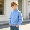 thumbnail image 5 of Lmnyox Sweaters for Kids Loose Solid Color Mock Neck Long Sleeve Knit Pullover Classic Winter Warm Sweaters, 5 of 9