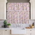 thumbnail image 3 of Kitchen Window Curtains Valance and Tier Set, Spring White Pink Mountain Tea Flowers Rod Pocket Tier Curtain Valance Set, Birds Floral Art Light Filtering Cafe Curtains for Bedroom Living Room, 3 of 9