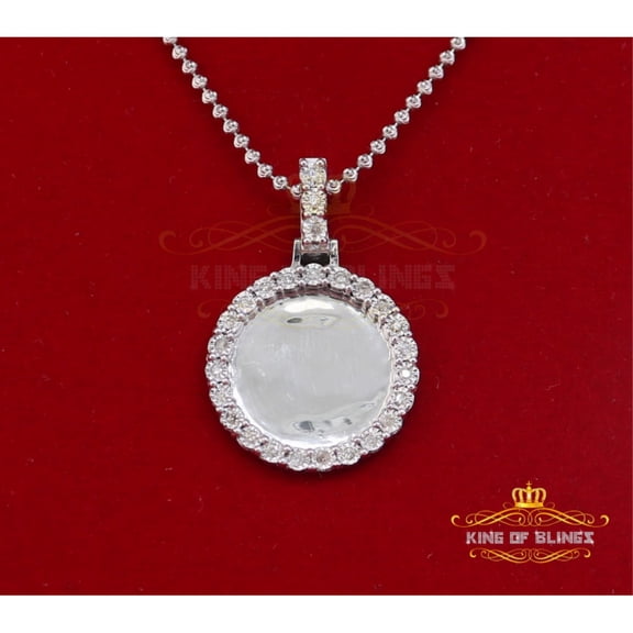 King of Bling's Real 0.50ct Diamond 925 Sterling Silver 1.0" PICTURE Fashion White Pendant