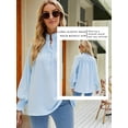 thumbnail image 5 of STARVNC Women Ruffle Trim Neck Long Sleeve Button Up Smocked Blouse, 5 of 5