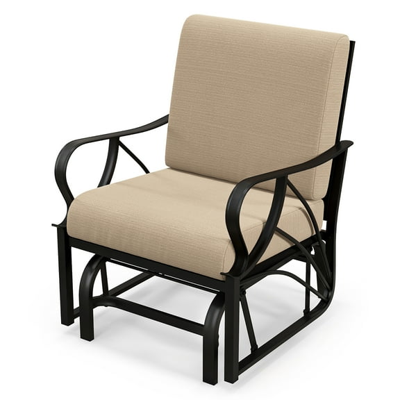 Gymax Patio Glider Chair Outdoor Metal Glider w/ Seat & Back Cushions Backyard Poolside