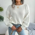 thumbnail image 5 of Herrnalise Women's Knitted Crop Tops Fashion Casual Colorful Long Sleeve Off Shoulder Knit Sweater Crew Neck Sweater Pullover Jumper Sweaters, 5 of 8
