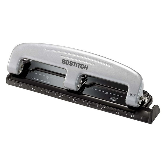 Bostitch EZ Squeeze™ Three-Hole Punch, 12-Sheet, Reduced Effort