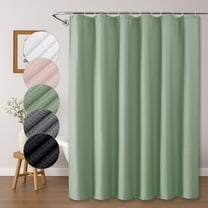 OVZME Leon Sage Green 3D Embossed Fabric Shower Curtain for Bathroom - Soft Textured Fabric, Hotel Style Water Repellent, Modern Farmhouse Decor, Standard Size 72x72 inches, Sage Green