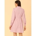 thumbnail image 4 of Vestido camisero de manga larga con botones y cuello vuelto floral bordado para mujer Rosa XS, 4 of 5