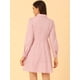 thumbnail image 4 of Vestido camisero Allegra K manga larga floral bordado Rosa L, 4 of 5