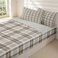 thumbnail image 3 of Manfei Classic Checkered Zipper Twin Comforter Sets with Fitted Sheet and 2 Pillowcases,Rustic Plaid Zipper Bedding Set,Beige Brown Gray,Light Gray Reversible,4pcs, 3 of 8
