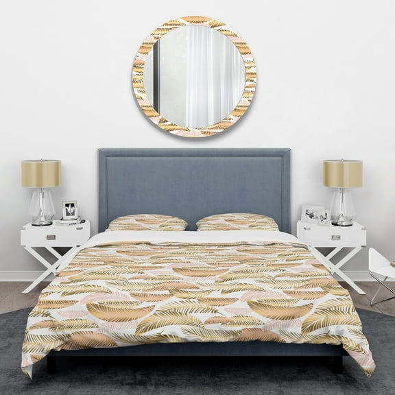 Designart 'Golden Tropical Pattern III' Mid-Century Modern Duvet Cover Set