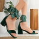 thumbnail image 5 of Athena - Sandalias de terciopelo verde con lazo esmeralda 22 CM, 5 of 11