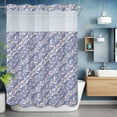 thumbnail image 6 of No Hook Shower Curtains with Snap-in Liner Set, Blue Floral Waterproof Hotel Style Bathroom Shower Curtain, Spring Flowers Pattern Plants Simple Vintage Breathable Mesh Top Bath Curtains 72''x84'', 6 of 9