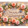thumbnail image 3 of Floral Design Happy Retirement Decorative Roses Wooden Background Butterfly for Party Celebration Indoor Decoration Photo Shoot, 3 of 7