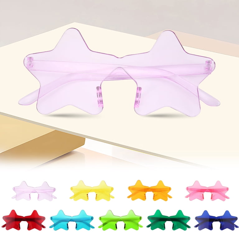 6PC Star Shape Rimless Sunglasses Transparent Candy Color 