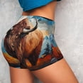 thumbnail image 4 of Haiem Oil Painting Style Iceberg Yak No Front Seam Biker Shorts for Women Yoga Workout Gym Bike Shorts with Tummy Control Moisture-Wicking-Medium, 4 of 9