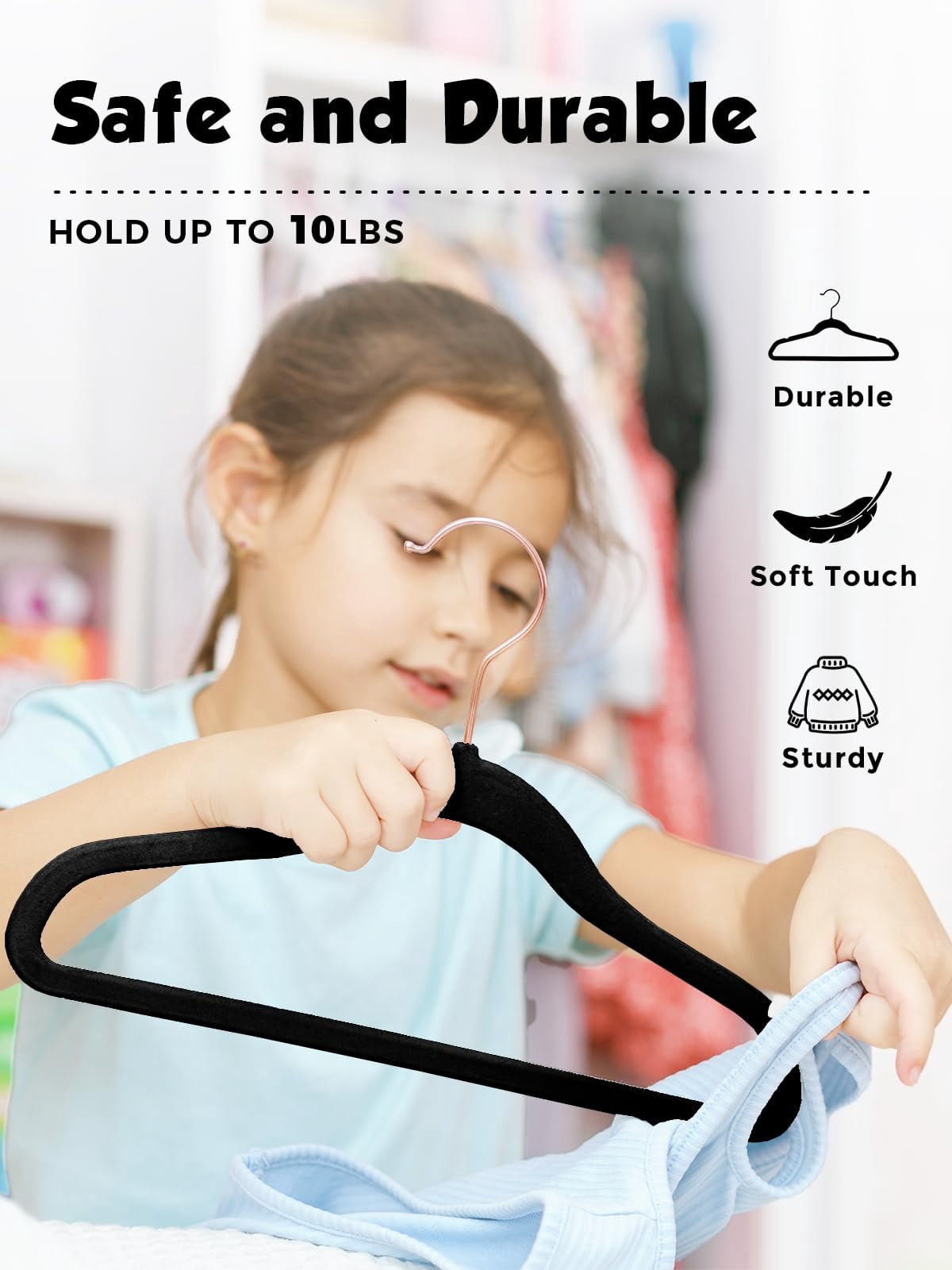 Clothes Hangers Black 14 inch-50P Space Saving Closet Organizer