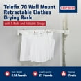 thumbnail image 3 of Leifheit Wall Mounted Clothes Drying Rack with 5 Rods and Foldable Design, White, 3 of 12