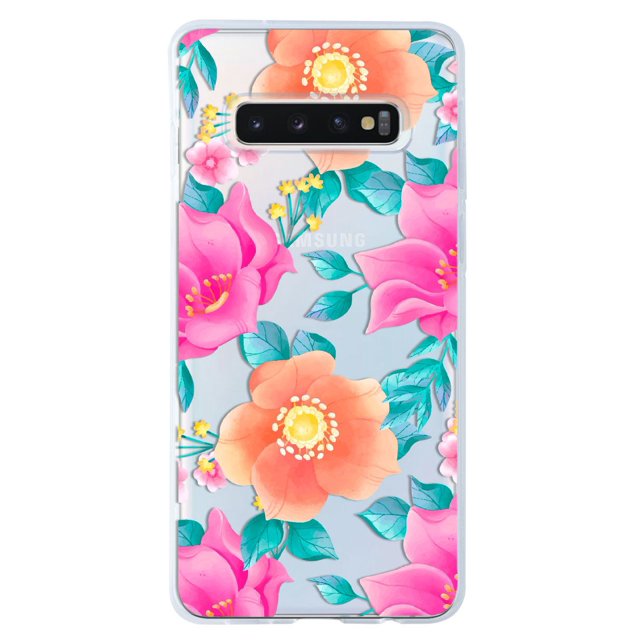 Funda para Galaxy S10 InstaCase con diseño de Flores Naranjas y Rosas anticaídas