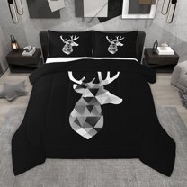 Homewish Wild Deer Elk Full Size Comforter Sets,Jungle Wildlife Bedding Comforter Set,Modern Minimalist Artustic Bedding Sets For Girls Boys,Ultra Soft Home Decor Reversible,3pcs