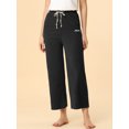 thumbnail image 4 of Pantalones de yoga Allegra K cómodos con cordón de pierna ancha para mujer pijama de salón Negro XS, 4 of 6