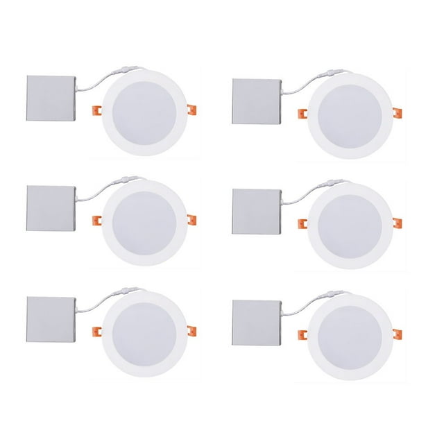 Strak LED, Panneau Rond Mince de 6 Pouces, Blanc Froid 6000K, Dimmable (Lot de 6)