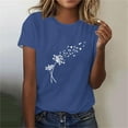 thumbnail image 2 of Tii.MM Hauts d'Été pour Femmes 2025 T-Shirt Graphique à Manches Courtes Col Ras du Cou T-Shirts à Imprimé Pissenlit T-Shirts Mignons Basiques, 2 of 4