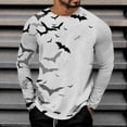 thumbnail image 2 of Men Shirts Mens Halloween Long Sleeve T Shirt Round Neck Bat Print Pullover Sweatshirt Autumn for Everyday Wear Grey M, 2 of 4