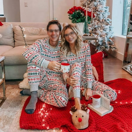 

Christmas Family Matching Pajamas Set Christmas PJ s with Deer Xmas Tree Printed Loungewear For The Family Women And Men
