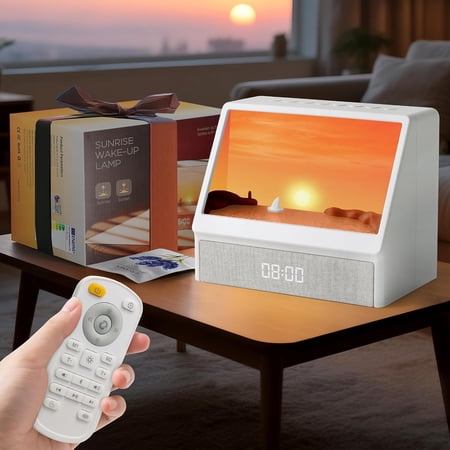 Sunrise Alarm Clock with Sound Machine, Sunlight Alarm Clock with 10 Scene Simulations for Sleep, 12 White Noise Sound Machine with Bluetooth Speaker