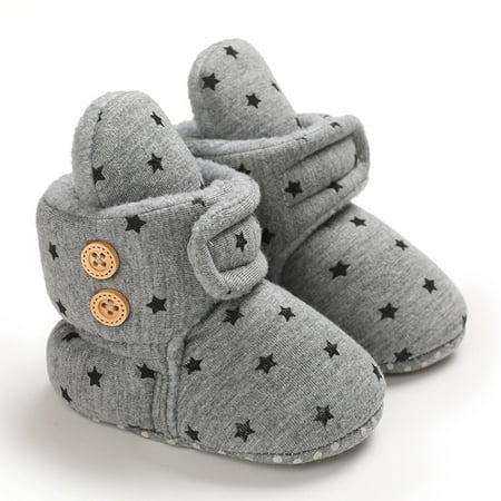 

Lovebay Infant Baby Boy Girl Cozy Fleece Bootie Newborn Stay On Slipper Winter Warm Gripper Non-Slip Crib Shoes Dark Gray 6-12 Months