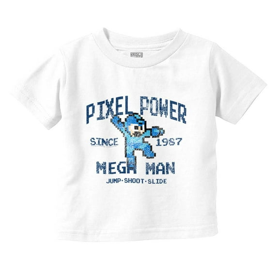 Mega Man Pixel Power 80s 8bit Gamer Toddler Boy Girl T Shirt Infant Toddler Brisco Brands 18M
