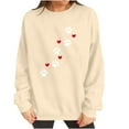thumbnail image 4 of GUZOM Womens Beige Valentine's Day Paw Print Heart Crewneck Sweatshirt, Cozy Loose Casual Pullover,Size L, 4 of 8