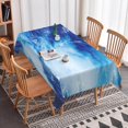 thumbnail image 2 of 60x84inches Ocean Waves Table Cloths Blue Sea Waves Wipeable Tablecloth Waterproof Fabric Rectangle Table Cover for Kitchen Dining Room Summer Themed Party Decoration Indoor Outdoor Use, 2 of 5