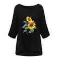 thumbnail image 4 of Camiseta holgada de manga 3/4 con cuello redondo y estampado informal para mujer Fridja fjkfkj3193, 4 of 5