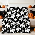 thumbnail image 6 of Aoznliie Halloween Blanket, Helloween Decor Plaid Throw Blanket with Ghost Bat Pumpkin Print, Soft Warm Fall Blanket for Couch Bed,52×40 in (S-3XL), 6 of 10