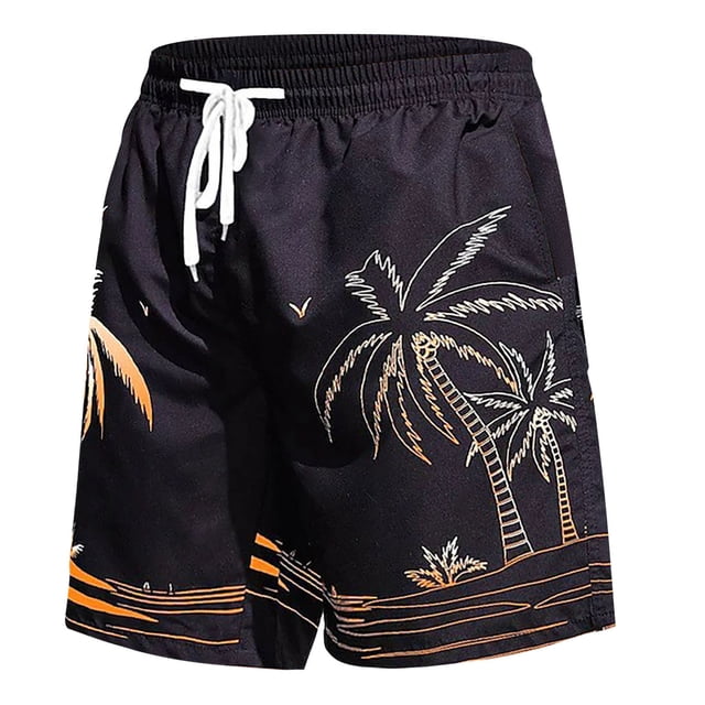 Ketyyh-chn99 Mens Cargo Shorts Beach Fashion Mens Swim Trunks Board Shorts with Zipper Pockets Bathing Suit Gold,S