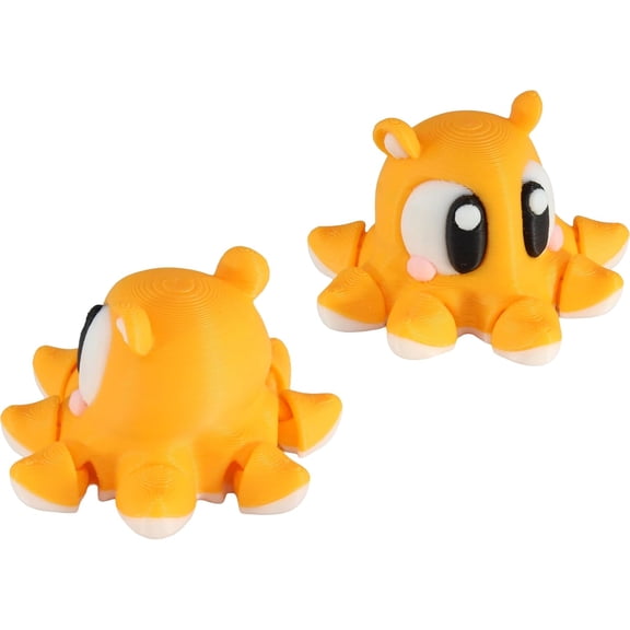 PowerTRC 3D Printed Articulated Octopus Fidget Toy 3 Pack – Flexible Cute Animal Desk Decor, Adult Fidget Collectible – 3D Printed in USA
