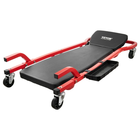 VEVOR Mechanic Garage Creeper, 44-Inch, 300 lbs Capacity Automotive Rolling Creeper with 6 Casters Adjustable Cushioned Headrest Tool Tray, Heavy Duty Steel Frame for Garages, Repair Shops, and DIY
