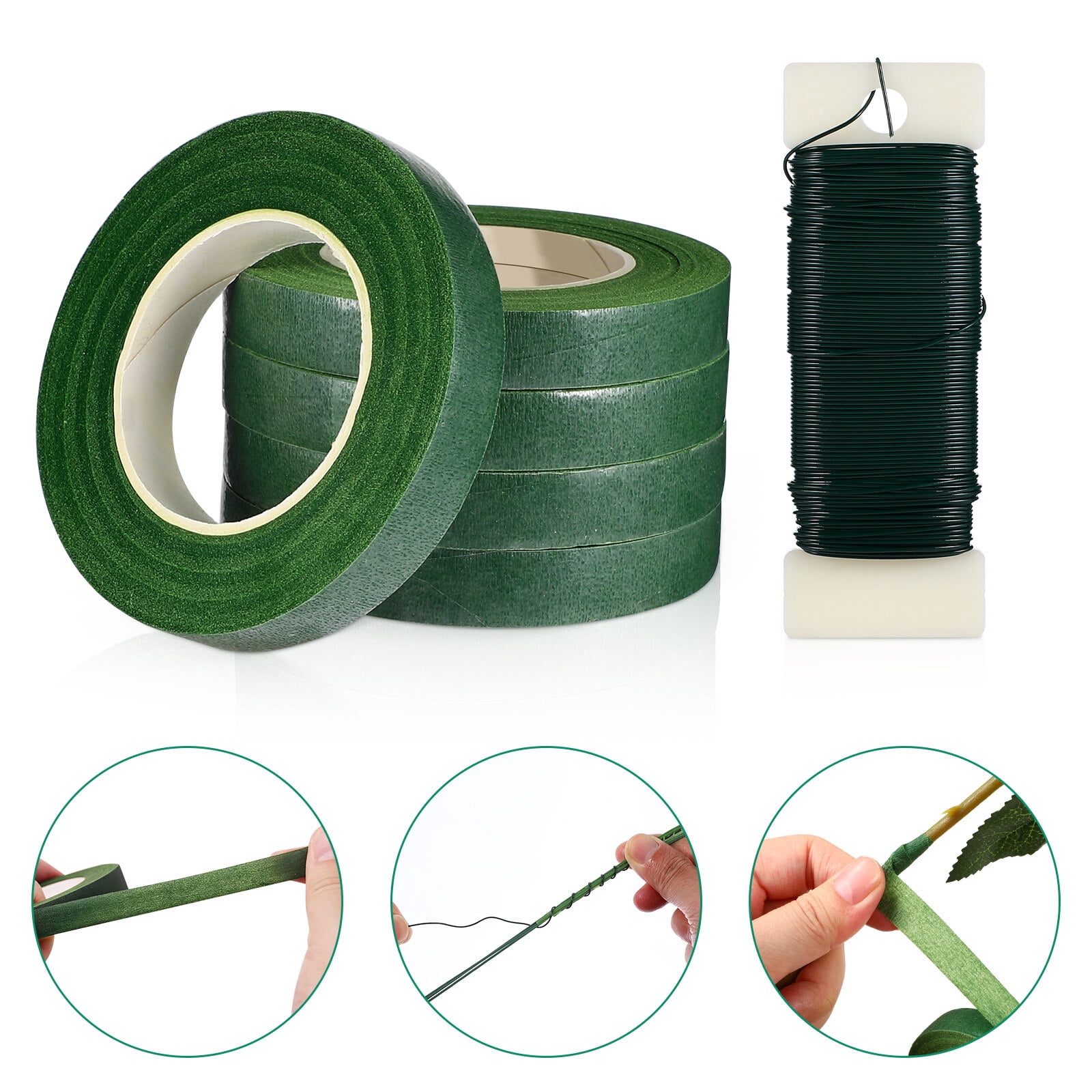 3 Sets Floral Tool Magnetic Tape Florist Wire Green and Tapes Bouquet Wreath Making Wreaths