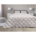 thumbnail image 1 of Vintage Comforter & Sham Bedding Set, Magnolia Leaves with Greyscale Quatrefoil Pattern Background, 3 pcs Duvet Set Microfiber Filling Quilt, 5 Sizes, Pale Pink Pale Grey, by Ambesonne, 1 of 4