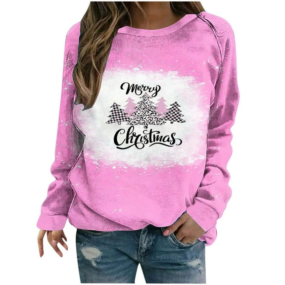 Dyegold Merry Sweatshirt For Women Fall Xmas Cute Casual Hoodies Teen Girls Long Sleeve Clearance Pullover Tops Funny Graphic Holiday Clothes Plus Size Ladies Shirts Ugly Santa Claus Sweatshirt